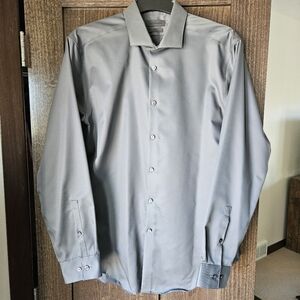 ck Calvin Klein 17 34/35 Gray long sleeve Dress Shirt Slim Fit cotton